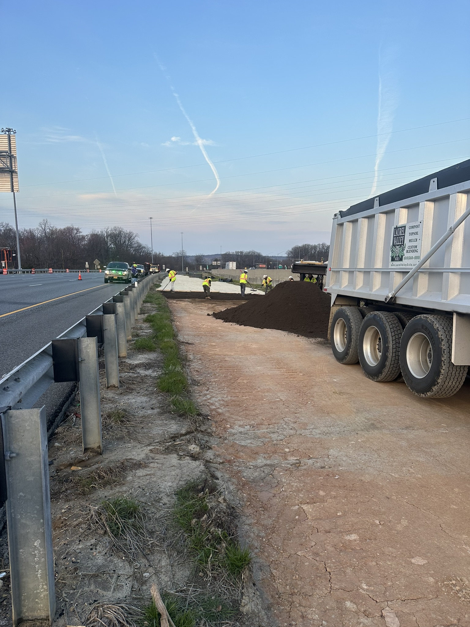 MD SHA Topsoil being installed on I-95