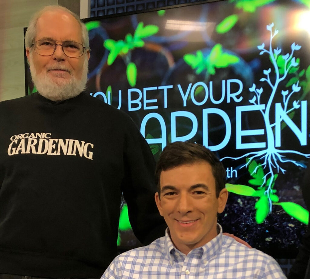 Compost topdressing episode. You Bet Your Garden Host, Mike McGrath, with Jake Chalfin, Advisor of all things Compost to Mike