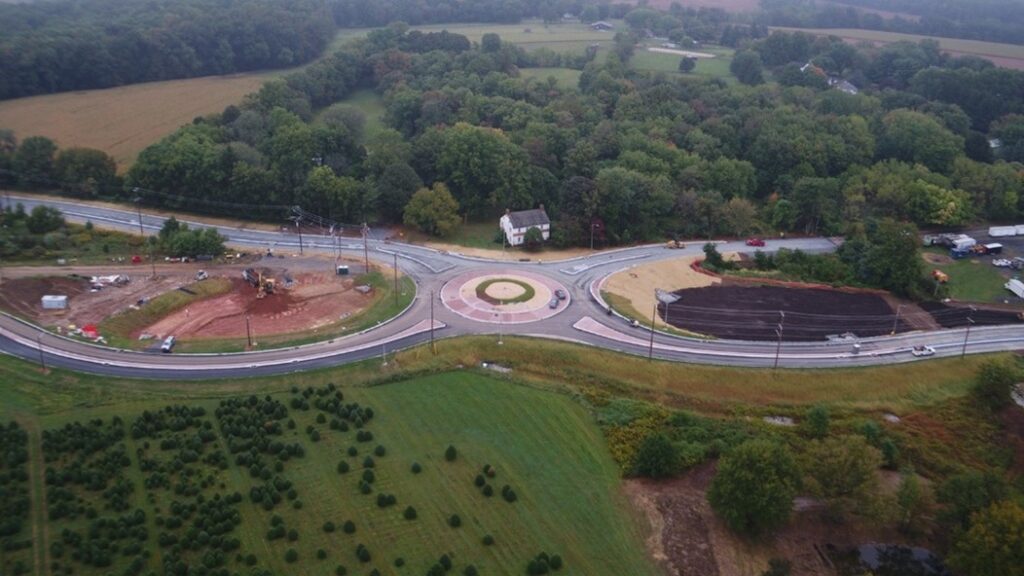 Route 41 Corridor Roundabout. Aerial View.